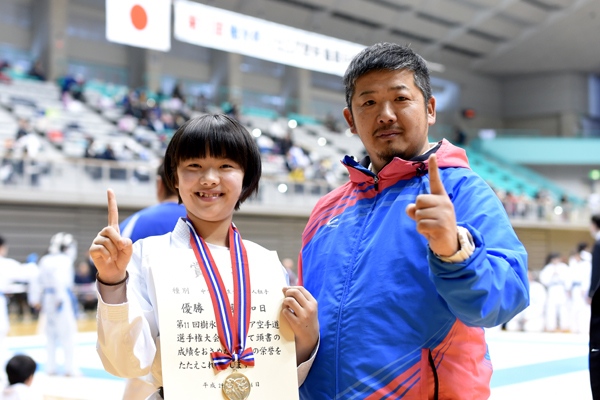 中学2年女子組手で優勝した加藤和日さん（勇志館）