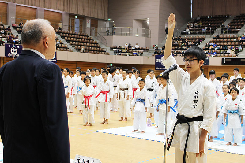 選手宣誓：渡部裕斗（深瀬道場・山形市立第四中学校）